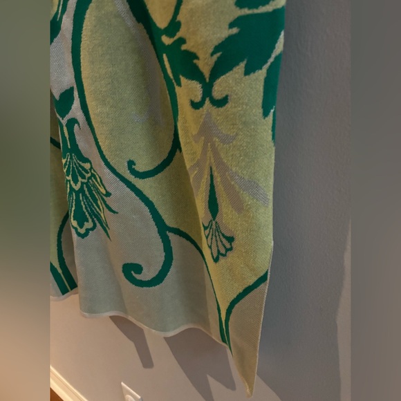 Jacquard Knit Boho Floral Hippie Tunic Dress Oversized Green TikTok Kaftan L-XL - Picture 8 of 16